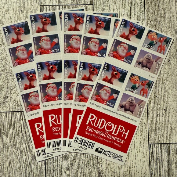 Other - 100 Rudolph The Red-Nosed Reindeer Christmas USPS Forever Stamps